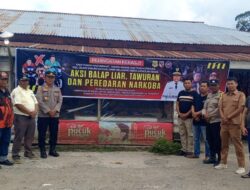 Jaga Kamtibmas, Kapolsek Sumbul Bersama Tokoh Dan Ormas Pasang Spanduk Himbauan “Stop Balap Liar”.